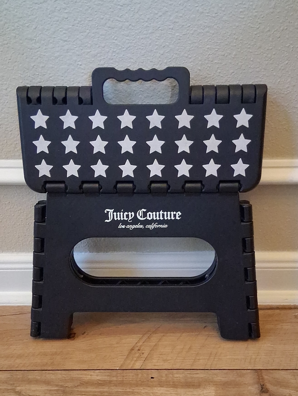 Juicy Couture Black Foldable Step Stool with White Stars Black And White